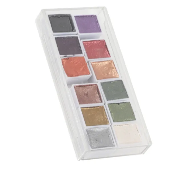 12 Akvarellfärger Set Retro Metall Portabel Hög Pigment Konstmaterial för Studenter Vuxna Konstnärer> Smink
