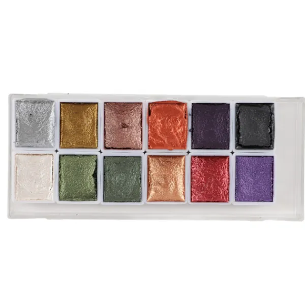 12 Akvarellfärger Set Retro Metall Portabel Hög Pigment Konstmaterial för Studenter Vuxna Konstnärer> Smink