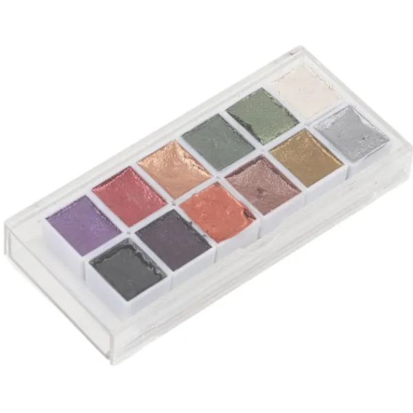 12 Akvarellfärger Set Retro Metall Portabel Hög Pigment Konstmaterial för Studenter Vuxna Konstnärer> Smink