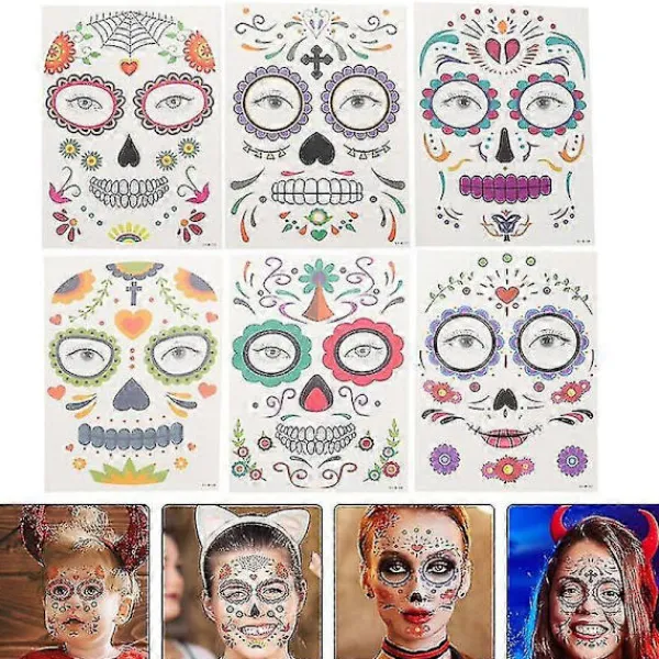 BraVärde 6 ark för Halloween-dekorationer - lingling}> Smink
