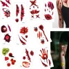 10 Ark Halloween Horror Realistiska Falska Blodiga Sår Stygn Ärr Scab Läskiga Ansikts Tatueringar> Smink