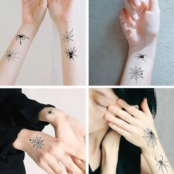 10 ark Halloween-tillbehör Spindel Tatuering, Halloween Tatueringar för Vuxna Barn Kvinnor Häxa Smink Temporär Tatuering, Halloween Smink Läskig Skräck | Fyndiq> Smink
