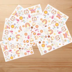12 ark Hippie Tillfällig Tatuering Trendig Hippie Blomma Tatuering Klistermärke Ansikte Tatuering> Smink