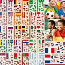 32 ark Nationell flagga Tillfälliga tatueringsklistermärken Qatar World Soccer Cup Tatueringar - Fotbollsmatch Kroppsdekoration National> Smink
