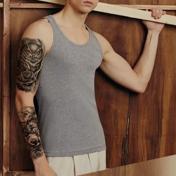 12 ark Varg Lejon Temporära Tatueringar Män Kvinnor Arm, 3D Temporär Tatuering Vuxna Barn Nacke, Svart Läskig Dödskalle Halloween Falsk Tatuering> Smink