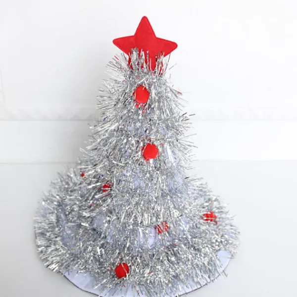 45 cm Grön och Röd Belyst Unisex Vuxen Julgran Hatt Kostymtillbehör - One Size> Huvudbonader