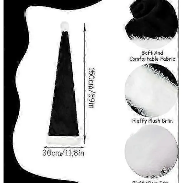 150 cm Julhattar för vuxna, Lång Deluxe Sammet Julhatt, Unisex Sammet Bekväm Julfesthatt med Tjock Klassisk Päls> Huvudbonader