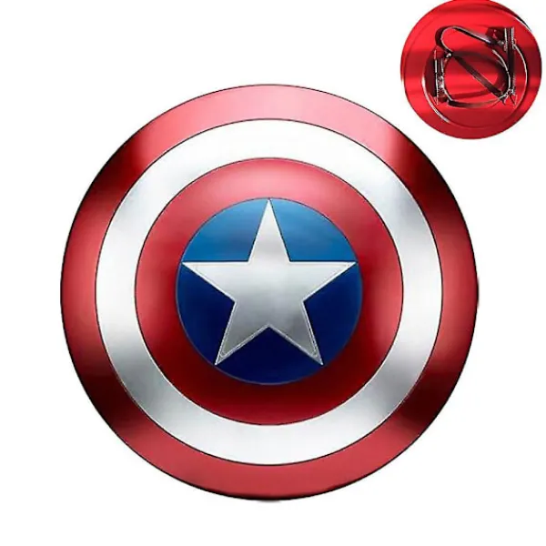47 cm Metallisk Captain America-sköld med Ställ, Vuxen Captain America Cosplay-rekvisita, Halloweenfest HemväggsdekorationBY> Tillbehör