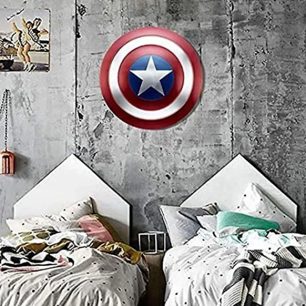 47 cm Metallisk Captain America-sköld med Ställ, Vuxen Captain America Cosplay-rekvisita, Halloweenfest HemväggsdekorationBY> Tillbehör