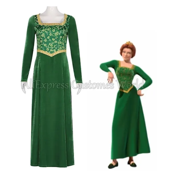LAIQIANKUI 2024 cos Anime Princess Green Dress Fiona Dress Shrek Cosplay kostym Halloween Fancy Fantasy Party Kostym Rollspel för vuxen kvinna XXL Cosplay | Fyndiq> Dräkter