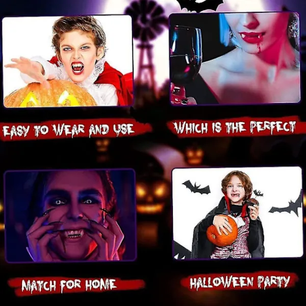 FMYSJ 4 Delar Infällbara Vampyrtänder Kit Teleskopiska Tänder Huggtänder Hängslen Falska Tandproteser Med Halloween Party Huggtänder (3st Normal), Halloween Orname (FMY) | Fyndiq> Tillbehör