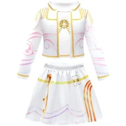 2025 Demon Hunter K-Pop Kostym | Halloween Outfit Kvinnor Barn Cosplay Rosa och vit 3-delad set{FY} 110cm> Dräkter