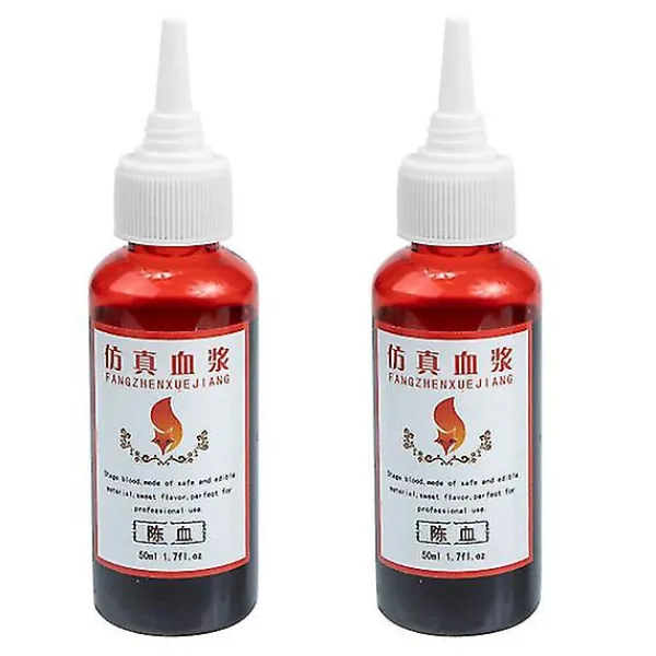 Blueday 2 flaskor Halloween Cosplay Fake Blood Artificiellt blod Ätbar Fake Blood Cosplay Prop 22X3CM> Smink