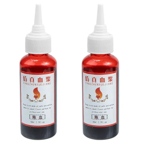 Blueday 2 flaskor Halloween Cosplay Fake Blood Artificiellt blod Ätbar Fake Blood Cosplay Prop 22X3CM> Smink
