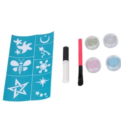 Woosien 4 Färger Ansikte Kropp Glitter Pulver Barn Glänsande Temporär Tatuering Nagelkonst med Lim Mall><noscript><img width=