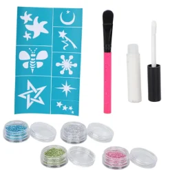 Woosien 4 Färger Ansikte Kropp Glitter Pulver Barn Glänsande Temporär Tatuering Nagelkonst med Lim Mall><noscript><img width=