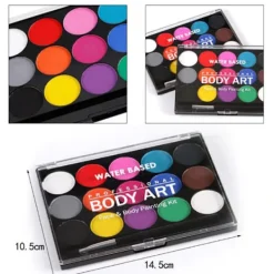 15 färger ansikte kroppsmålning Make Up Tool Set Halloween><noscript><img width=