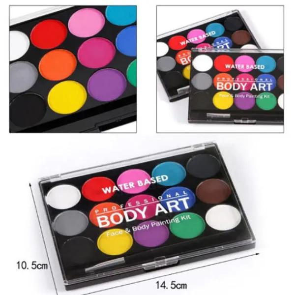 15 färger ansikts- och kroppsmålning Makeupverktyg Set Halloween> Smink
