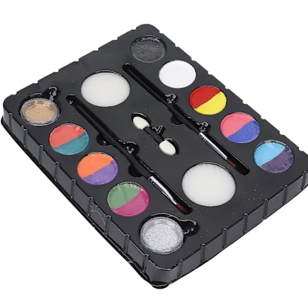 unbranded 8 färger ansiktsfärg kit med 2 färger glitterpulver - perfekt för Halloween, jul - barn och vuxna kropp och ansiktsmålning> Smink