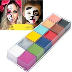 12 Färger 100ml Vattenbaserad Snabbtorkande Kroppsfärg Palett Professionell Kosmetika DIY för Fest, SD><noscript><img width=