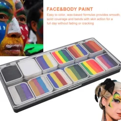 12 Färger Vattenbaserad Ansikts- och Kroppsfärg Halloween Party Bollspel Fan Fancy Art Smink Pigment><noscript><img width=