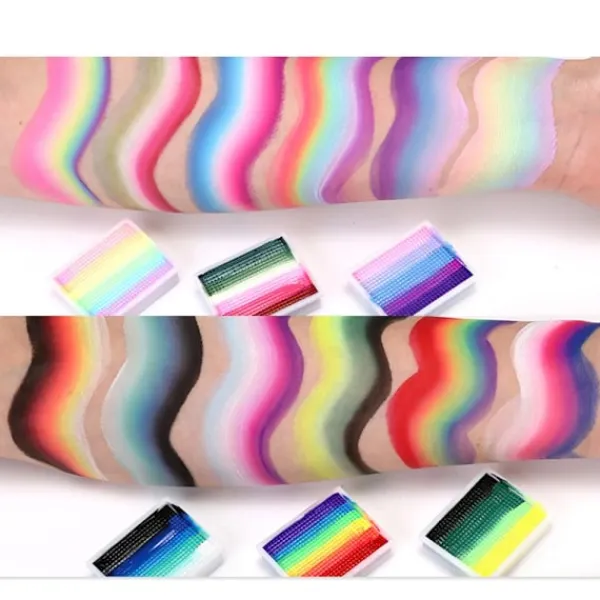 12 färger vattenlöslig regnbåge palett barn's ansikte kropp färg halloween scen makeup> Smink