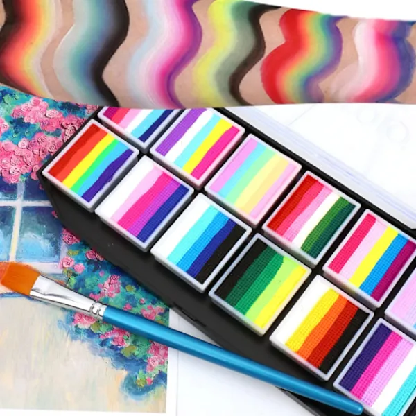 12 färger vattenlöslig regnbåge palett barn's ansikte kropp färg halloween scen makeup> Smink