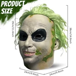 2024 Halloween Beetlejuice Clown Mask Läskig Joker Helhuvudsmask Cosplay Kostym Rekvisita Maskerad-FA-><noscript><img width=