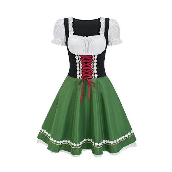 2024 Halloween Öl Tjej Kostym Sexig Maid Klänning för Scenshow & Fester - Grön L> Dräkter
