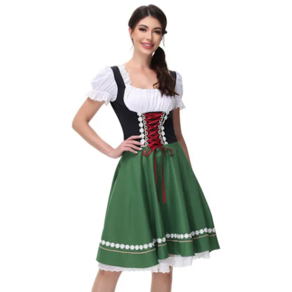 2024 Halloween Öl Tjej Kostym Sexig Maid Klänning för Scenshow & Fester - Grön L> Dräkter