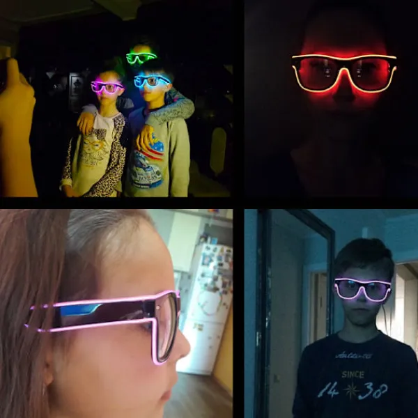 1 Ljus Upp Glasögon, Blå 4 Lägen LED Glasögon EL Tråd Neon Ljus> Tillbehör
