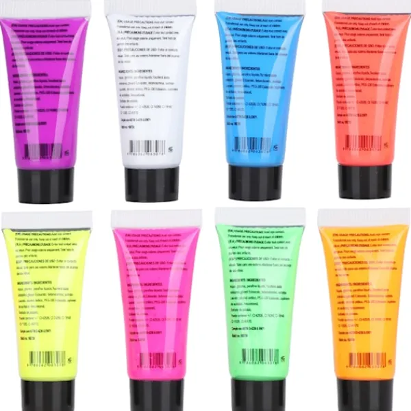 10 ml kropps- och ansiktsfärg med svart ljus, fluorescerande kropps- och ansiktsfärg> Smink