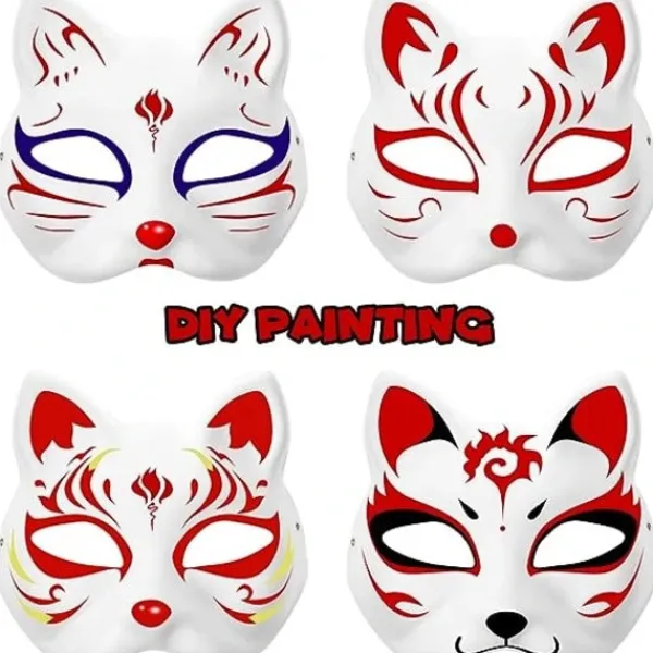 10 målarmasker för kattmaskerad DIY vita masker halvmasker för maskerad Halloween barn cosplay masker kostymfestgåvor> Masker