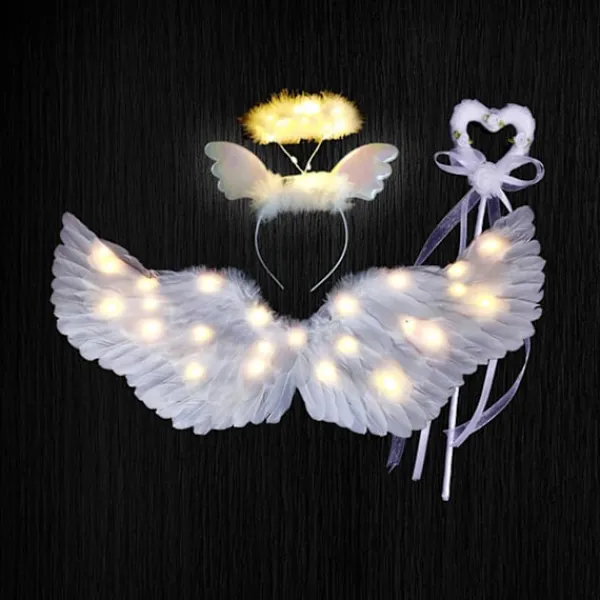 LAIQIANKUI 100% New-angel Wings, Light Up Angel Wings och Halo med LED-ljus 65*35cm> Tillbehör