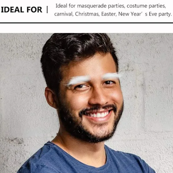 5 par vita ögonbryn Jultomten Ögonbryn Realistiskt ansiktshår Jultomtedräkt-FF-> Tillbehör