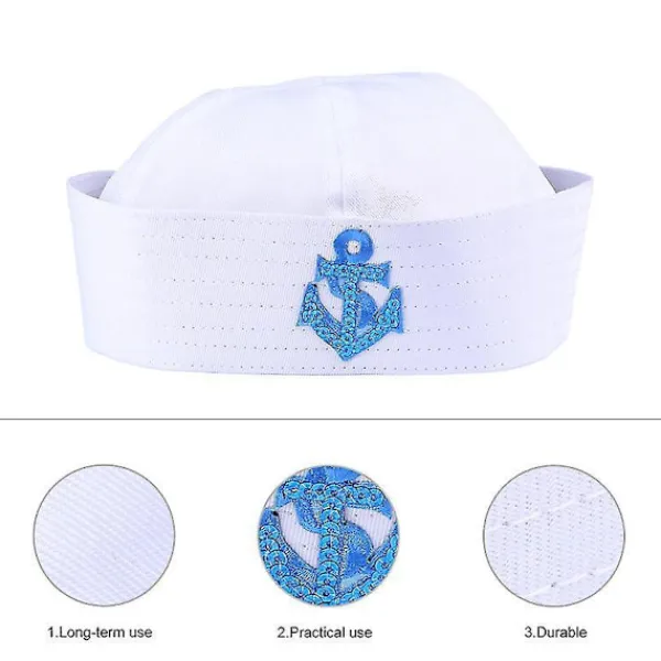 1 Pc 58cm Adult Sailor Costume Hat Navy Cosplay Party Costume Hat> Huvudbonader