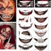 12 Pcs Halloween Graphic Tattoo Sticker Cosplay Joker Mouth Sticker> Smink