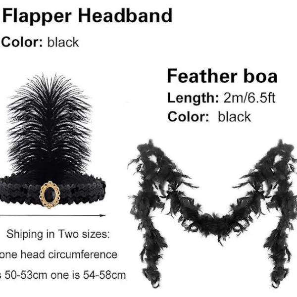 9 Pcs 1920s Accessories Set Headband Necklace Earrings Long Black Gloves Boa Great Gatsby Theme Party Accessories For Womenset C> Tillbehör