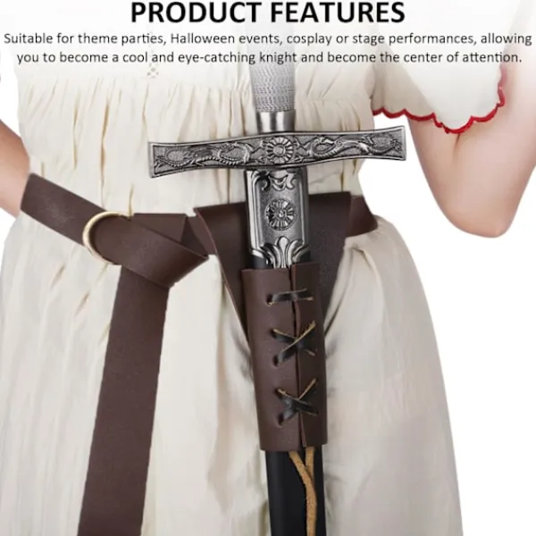 1 riddarbälte med 1 riddarsvärdskärp, svärdhållare, piratbälte, medeltida bälte, cosplay-bälte, tillbehör för läderbälten> Tillbehör