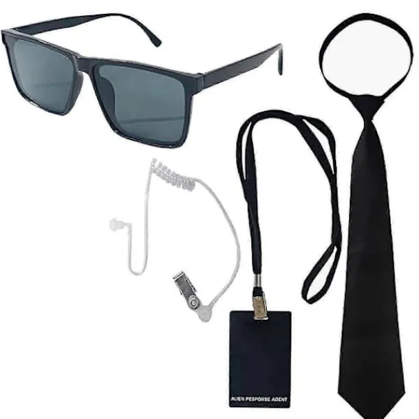 2025 Secret Agent Utklädningskläder inklusive Svarta Glasögon Hörsnäcka Och Halsband Säkerhetsvakt Cosplay Kostym för Barn Vuxen child> Dräkter