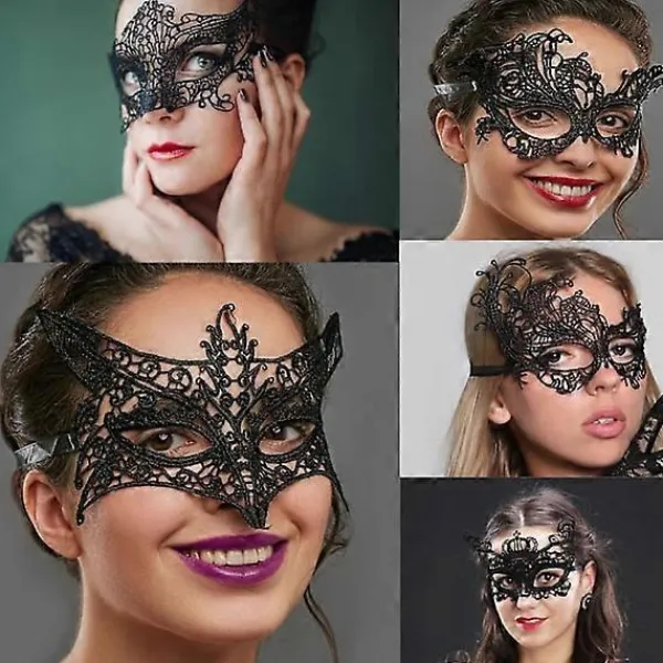 2025 Senaste Maskeradmask för Kvinnor, Venetiansk Spets Ögonmask och Svart Spetsmask (8 st)> Masker