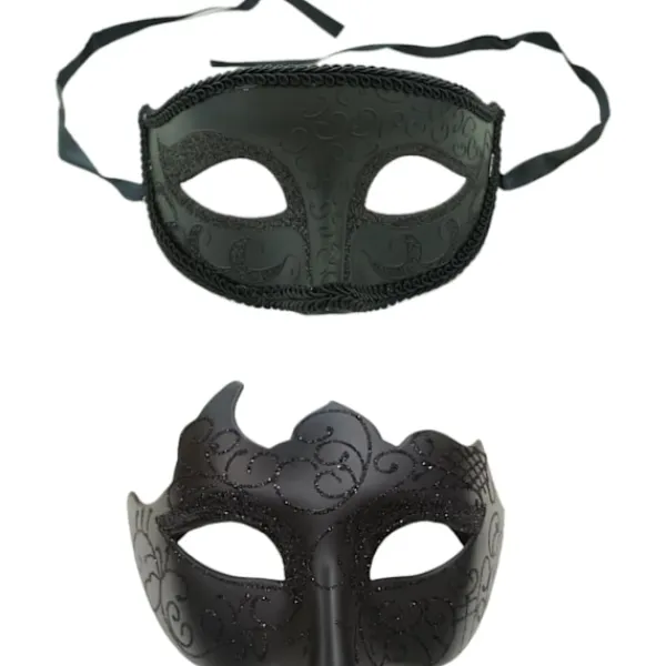 AcserGery 2025 Senaste Modell 2 ST Svarta Maskeradmasker för Män Kvinnor Par Gotiska venetianska masker för Alla hjärtans dag Fest karnevalsmask mardi> Masker