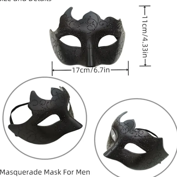 AcserGery 2025 Senaste Modell 2 ST Svarta Maskeradmasker för Män Kvinnor Par Gotiska venetianska masker för Alla hjärtans dag Fest karnevalsmask mardi> Masker