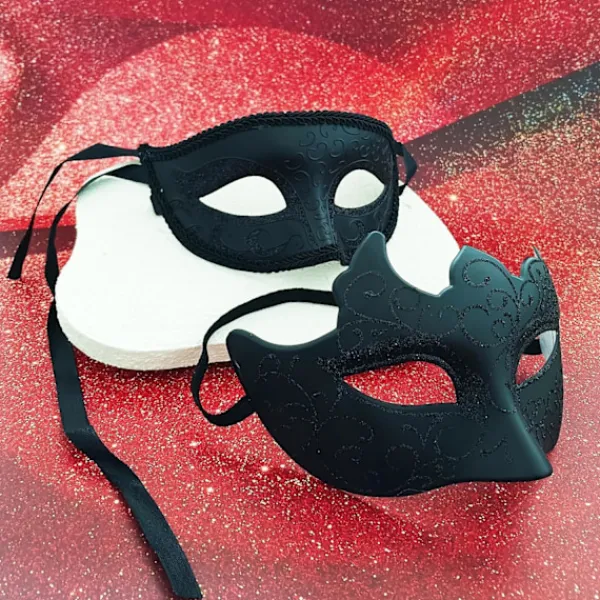 AcserGery 2025 Senaste Modell 2 ST Svarta Maskeradmasker för Män Kvinnor Par Gotiska venetianska masker för Alla hjärtans dag Fest karnevalsmask mardi> Masker