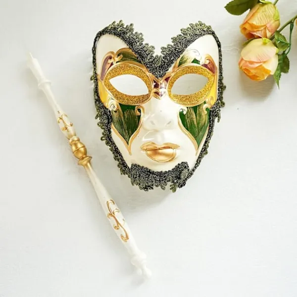 AcserGery 2025 Senaste Modell Venetiansk Maskeradmask på Pinne Mardi Gras Kostym Halvt Ansikte Halloween Jul Karneval Handhållen Pinne Fest> Masker