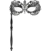 AcserGery 2025 Senaste Modell Venetiansk Halloween Mardi Gras Party Mask med Hållpinne, Karneval Handhållen Metall Fjäder Strass Maskerad> Masker