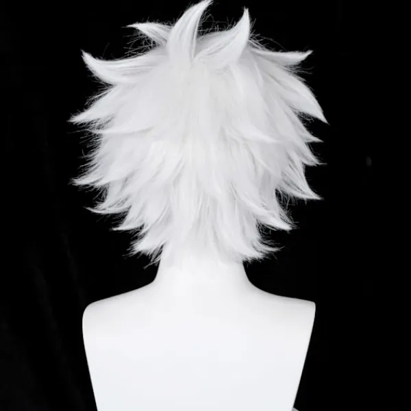 AcserGery 2025 Senaste Modell Cosplay Peruk Kort Silver Vit Fluffig manlig anime show Halloweenfest Hårperuker Vit 1 styck (1-pack)> Peruker