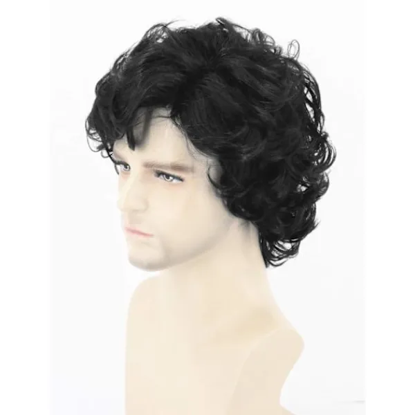 AcserGery 2025 Senaste Modell Herrperuker Svart Kort Lockig Lagerindelad Man Peruk Cosplay Halloween Karaktärskostym Peruk Svart> Peruker