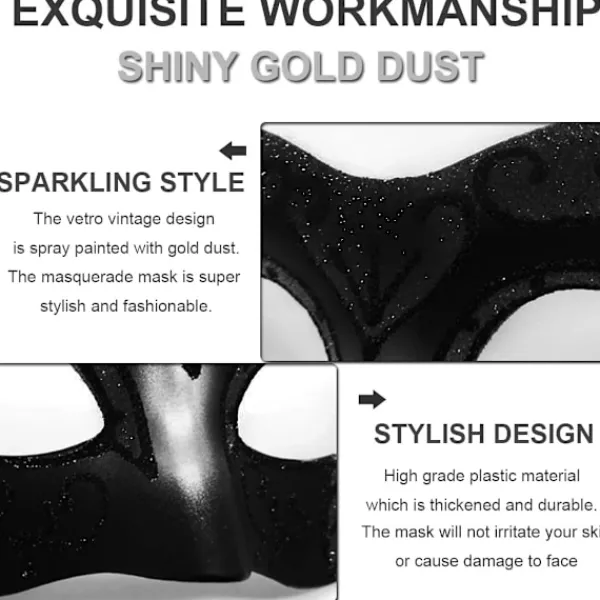 AcserGery 2025 Senaste Modell Maskeradmask för Par Spets Ögonmask Venetiansk Karneval Halloween Mask Fest Bal Mask Kostym Mardi Gras 2-pack Svart> Masker