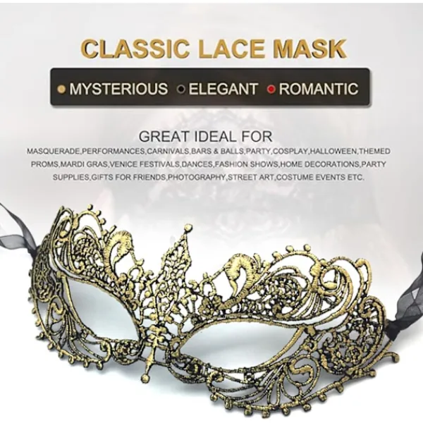 AcserGery 2025 Senaste Modell Maskeradmask för Kvinnor Venetianska Spets Ögonmasker För Festbal Maskerad Kostym Mardi Gras Festtillbehör> Masker